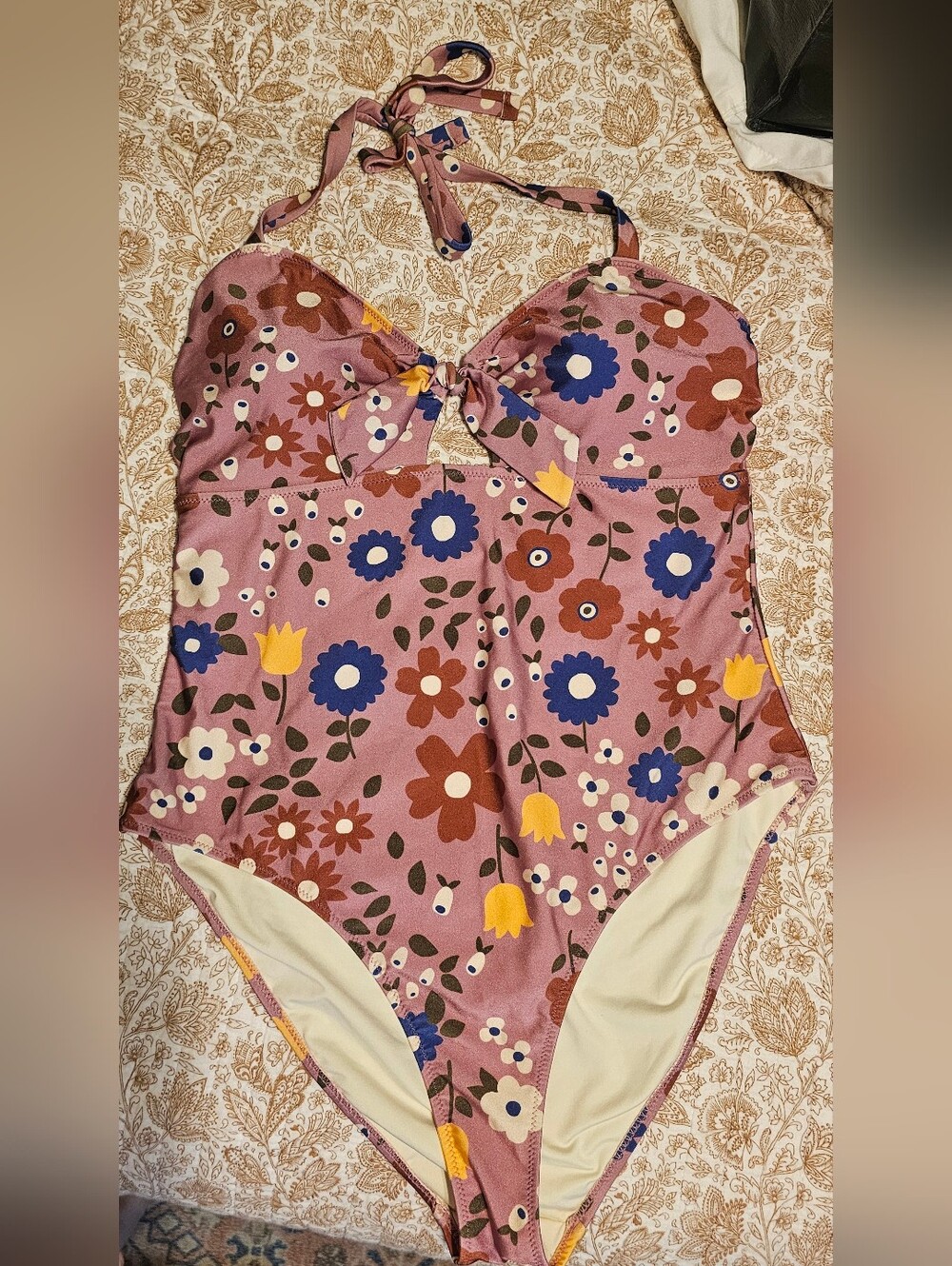 Princess Highway Pink Floral Swim Top with Knot Detail